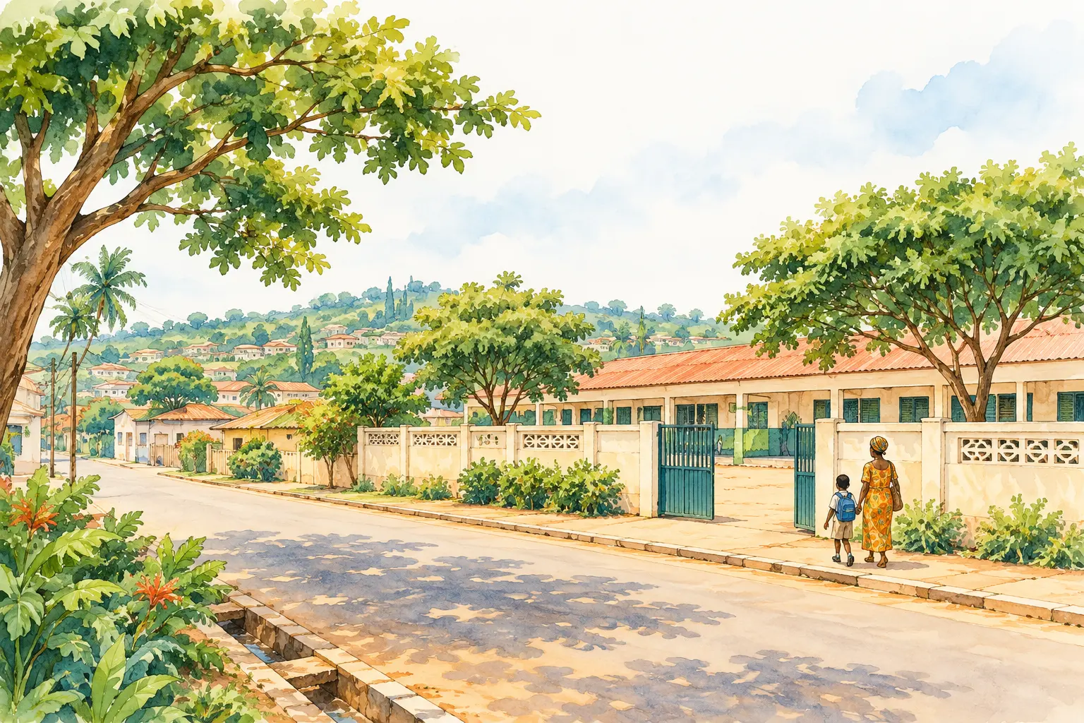 Évocation illustrée de Agboville, sans représentation d’un établissement précis